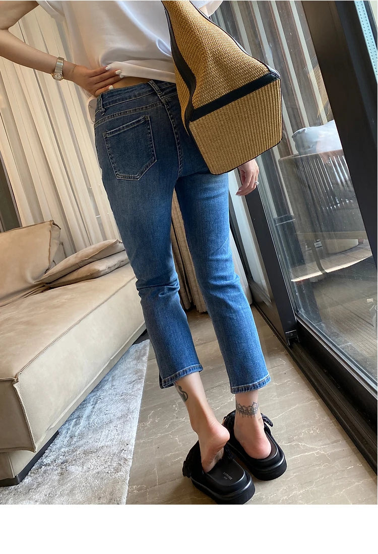 Y2k Large Size High Waist Jeans Women's Summer Thin 2023 New Fat Mm Thin Straight Pipe Smoke Pipe Pants 40-100kg