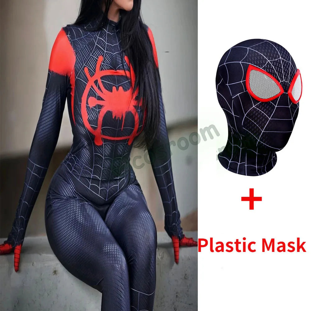 Miles Morales Cosplay Zentai Suit 3D Printed Bodysuit Spiderman Into The Verse Costume for Adult Halloween Party Outfit - Seprincess