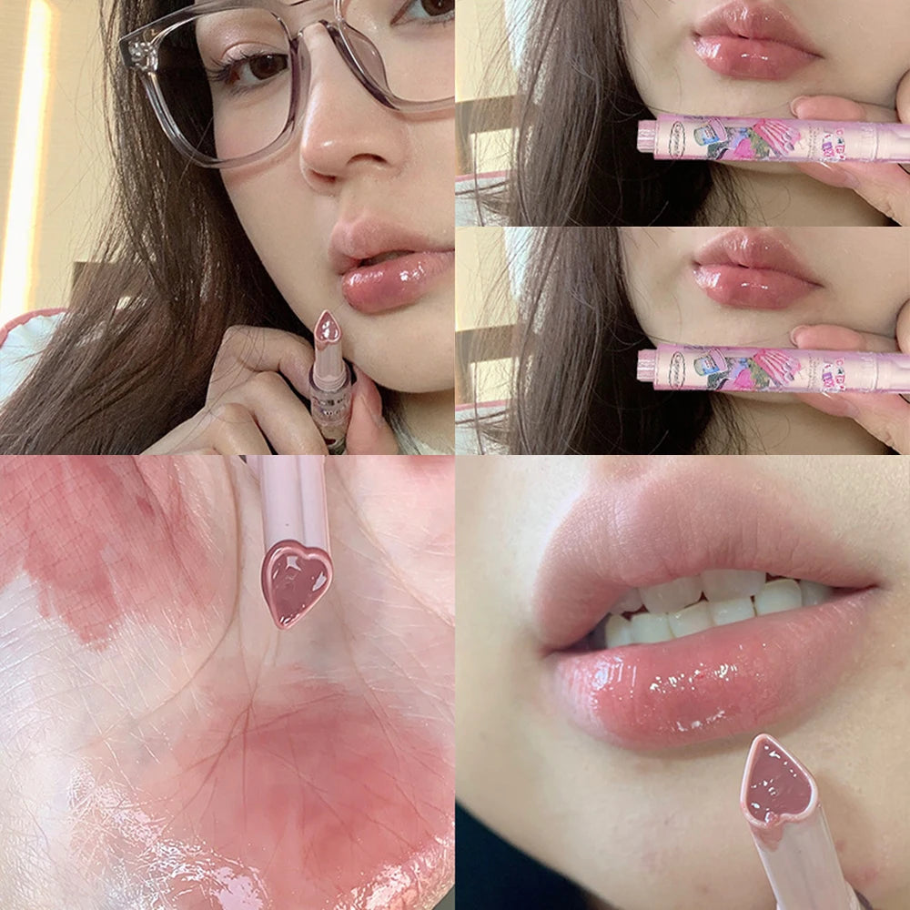 Jelly Mirror Lipstick Makeup Love Shape Waterproof Non-stick Cup Solid Lip Gloss Clear Long Lasting Moisturizing Lipstick Pen - Seprincess