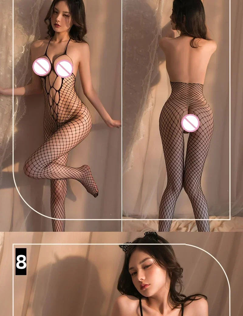 Hot Sexy Bodystocking Open Crotch Fetish Porno Sexi Women Crochless Teddy Lingerie Bodysuit Sexy Erotic Underwear Baby Doll Sex