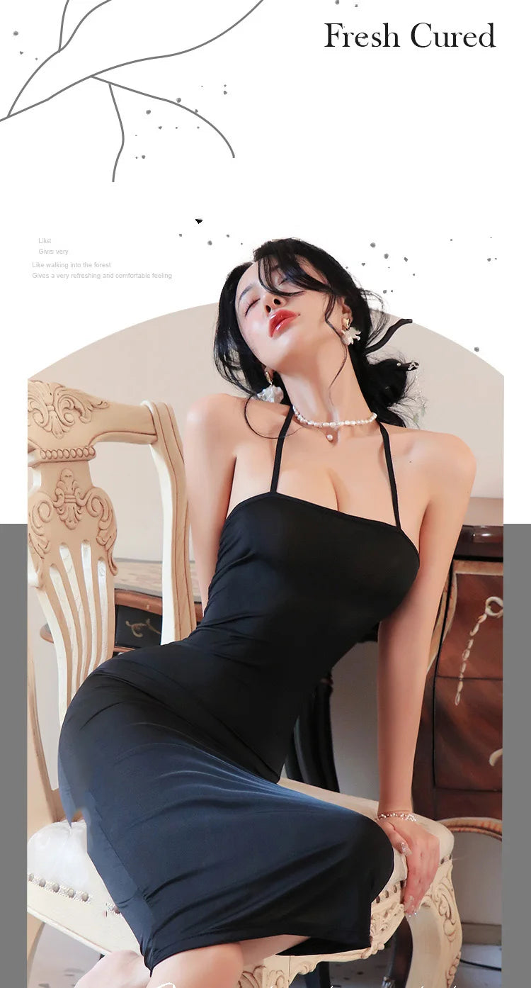 Sexy Dress Hanging neck backless strap suspender buttocks wrapped long skirt Woman clothes Evening dresses cheap clothes xxx - Seprincess