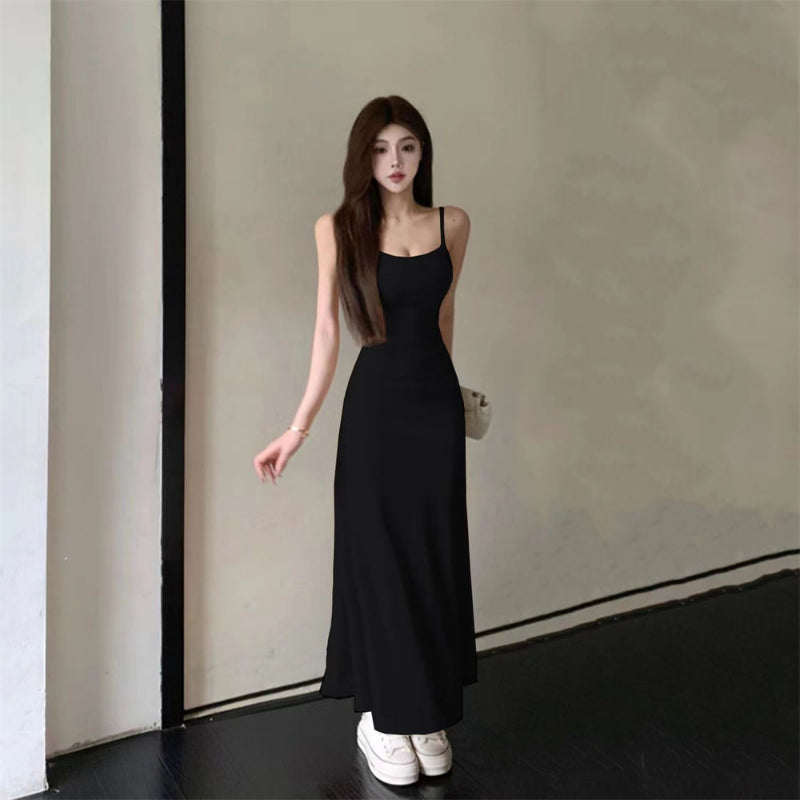 Dress Women A-line Minimalist Solid All-match Backless Elegant High Waist Leisure Popular Korean Style Female Tender Summer Cozy - Seprincess