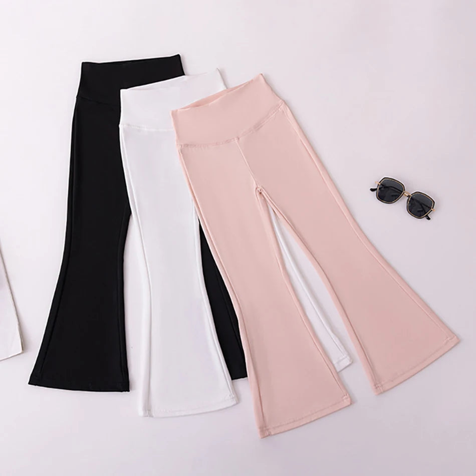 Stylish Children High Waisted Slimming Comfortable Bootcut Leggings Suitable Girls Spring and Autumn Wardrobe with Flared Edge