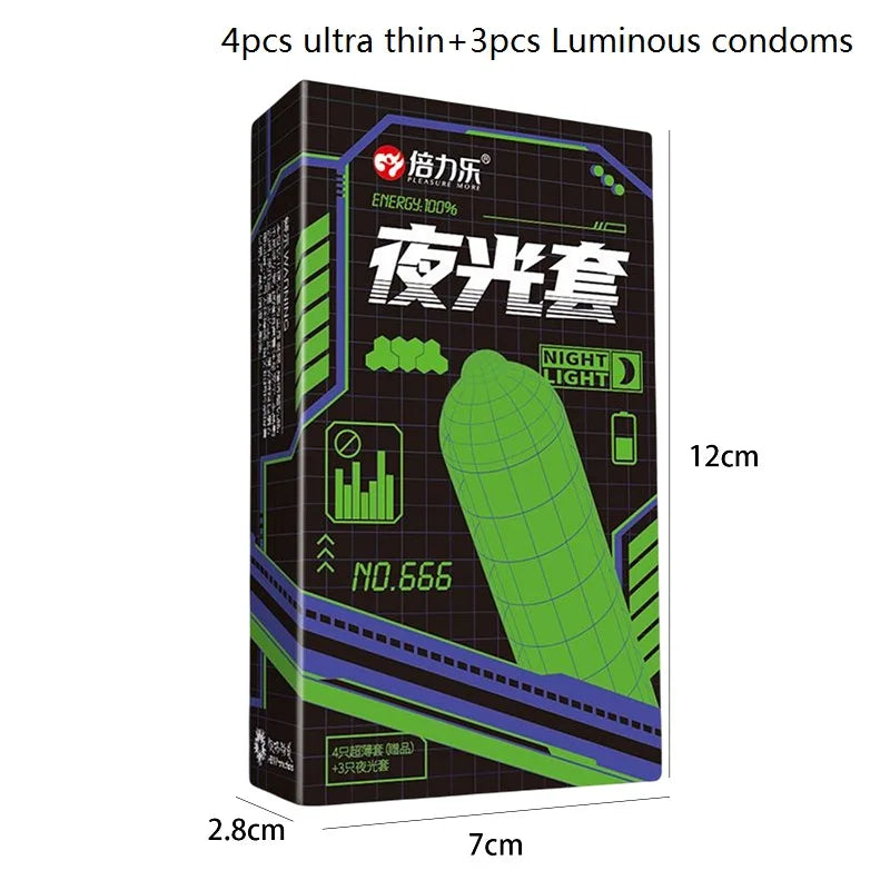 Luminous Condoms The Dark Long Sex Toys For Men Ejaculation Delay Safer Fluorescent Pleasure More Night Light Condom Sex Product - Seprincess