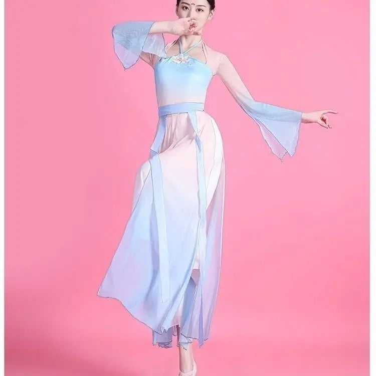 Chinese Classical Dance Costume Wanjiang Chinese Ancient Dance Practice Flowing Charm Hanfu Dance Performance Costume Women - Seprincess