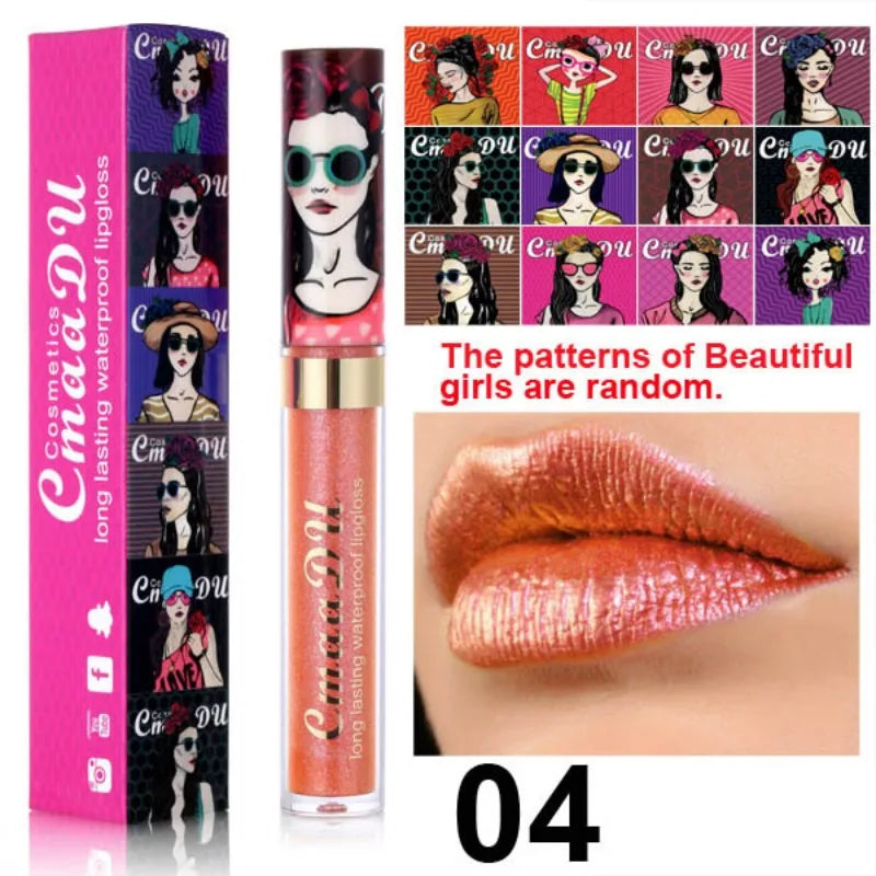 CmaaDu Glitter Lip Gloss Beauty Girl Diamond Shimmer Lip Tint Make Up Waterproof Long Lasting Gray Flash Liquid Lipstick Makeup - Seprincess