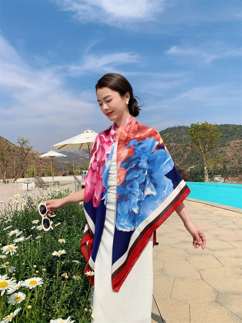 HOT 130x130cm large Velvet Texture Squar Travel Scarf Beach Dress Bikini Sarong Wrap Women Brazilian Swimsuit Bathing Cover-ups