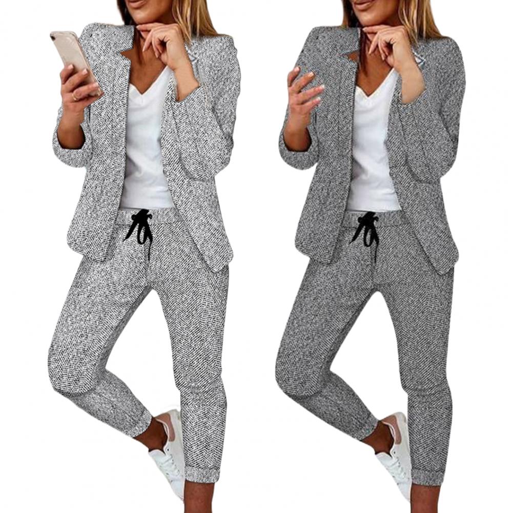 2Pcs Pants Suit for Women Blazer Set Ladies Open Stitch Blazer Jacket Pants Two Piece Set Women Outfits ensemble femme 2 pièces - Seprincess