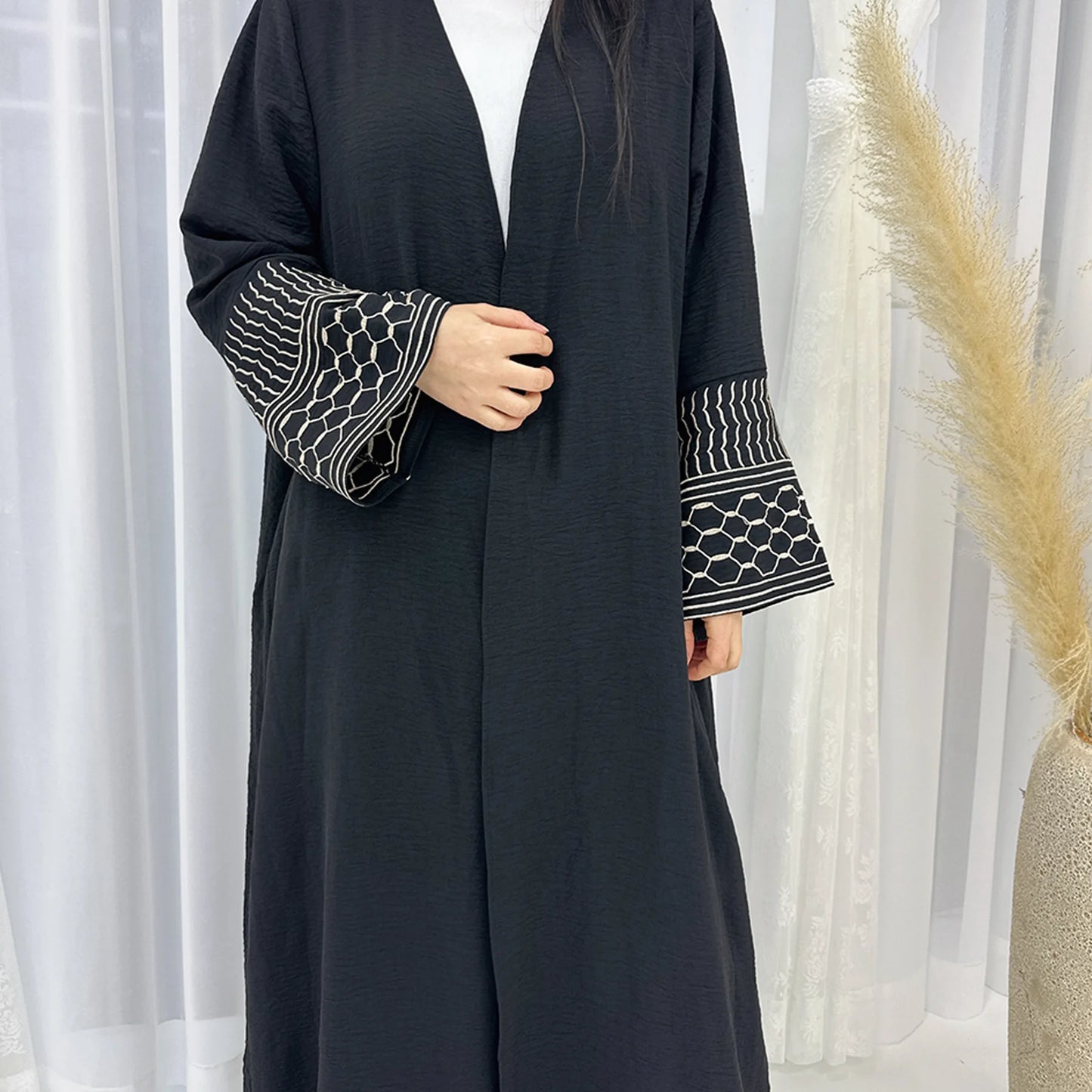 Fashion Embroidery Kimono Oversized Muslim Robe abaya syari female full length Taseel Muslim abaya Worship Service abayas wy1969