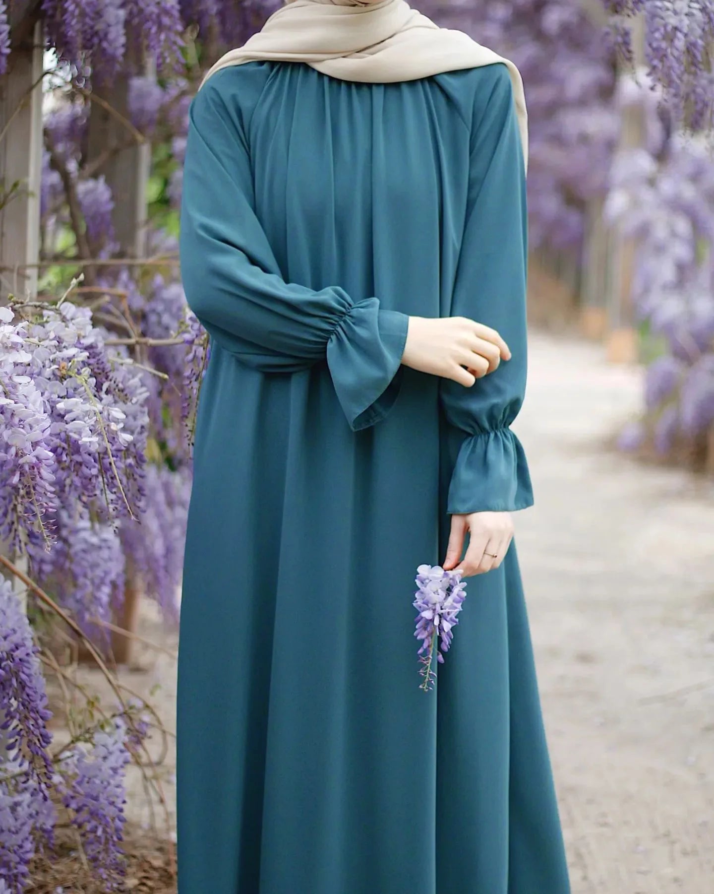 Fashion Chiffon Muslim Abaya Autumn Long Sleeve Wear With Pockets Femme Dress Islamic Clothing For Women Kaftans Solid - Seprincess