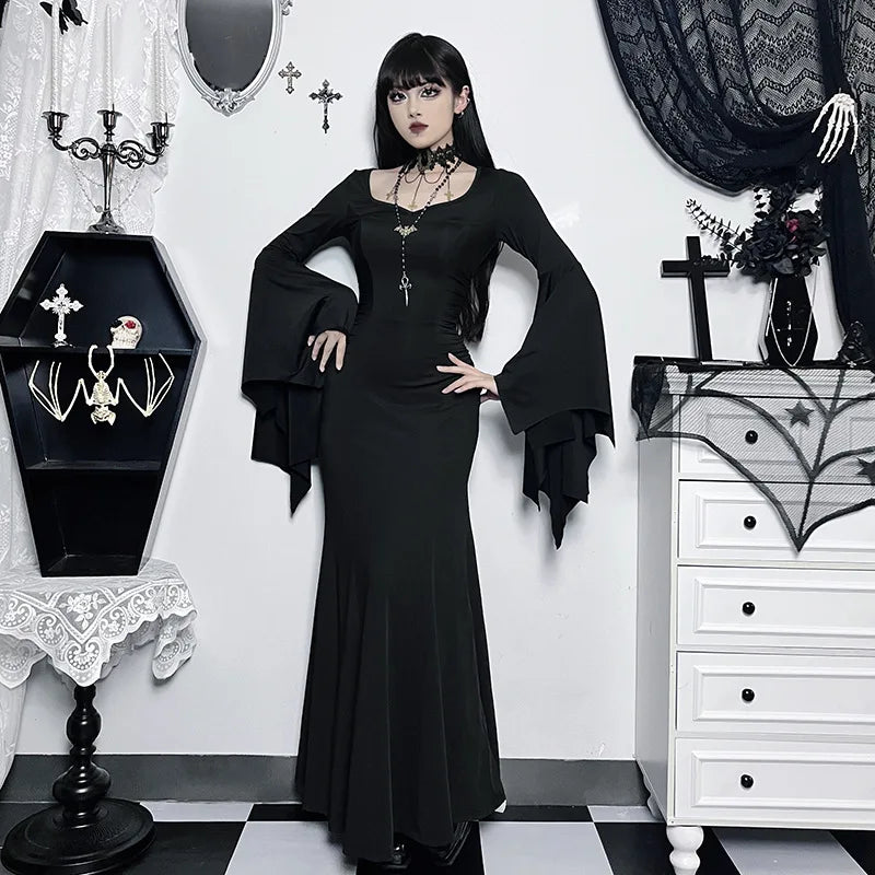 Women Morticia Addams Costume Dress with Rose Addams Family Halloween Costumes Pugsley Cosplay Costume - Seprincess