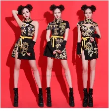 2024 chinese vintage qipao velvet dress mandarin collar improved cheongsam flower embroidery evening banquet qipao folk dress - Seprincess