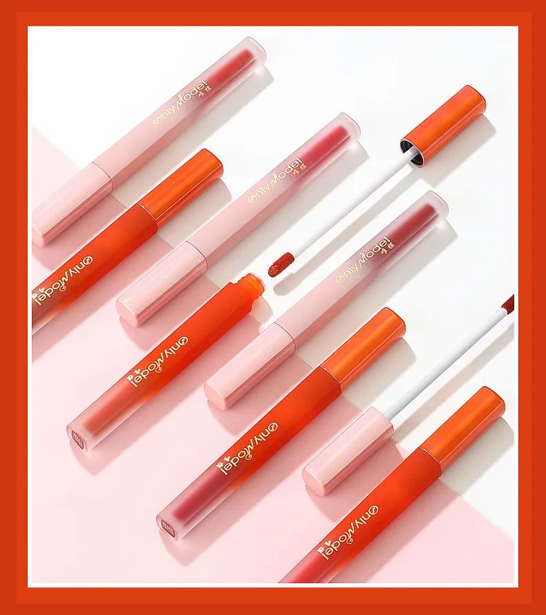 Velvet Orange Lipstick Brighten Skin Matte Lipsticks Waterproof Long Lasting Lip Stick Lip Tint Women Korean Cosmetic Lip Glaze - Seprincess