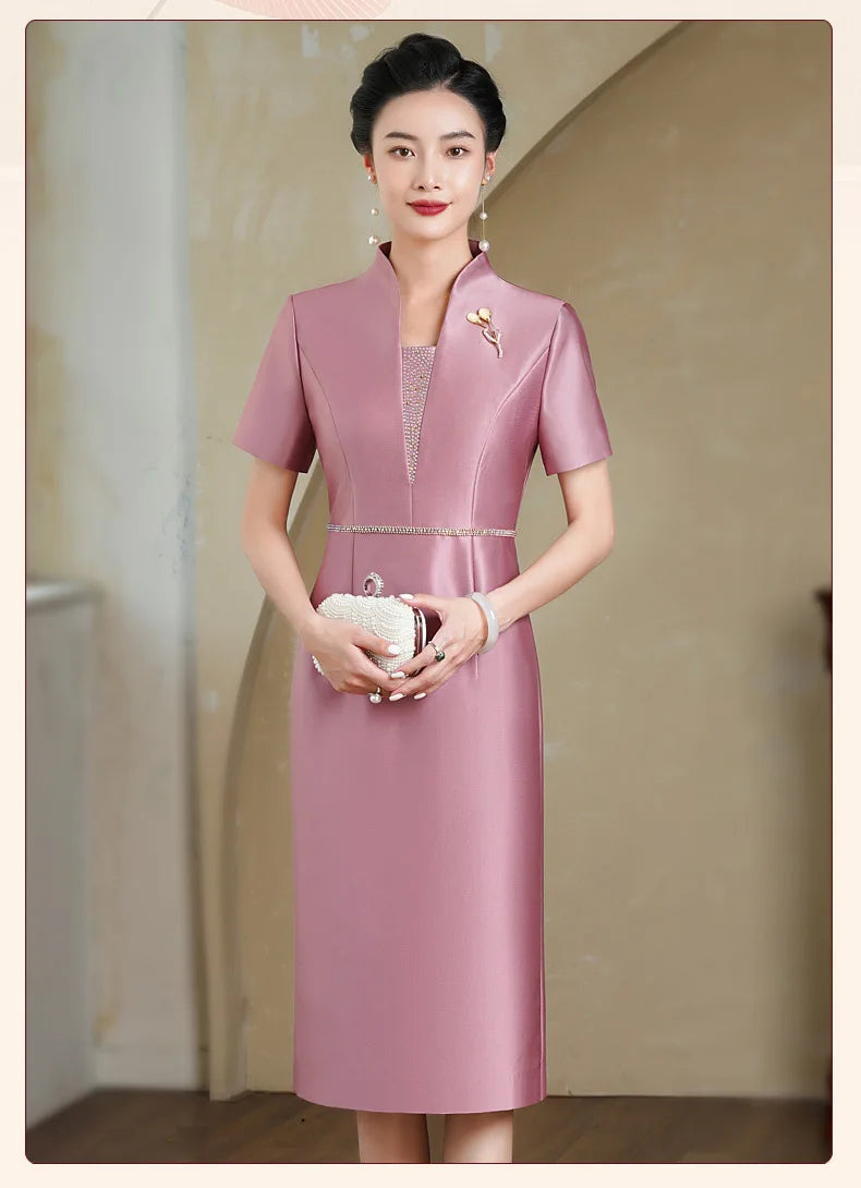 Yourqipao Cheongsam Young Women's Summer High-end Qipao Mother Dress Chinese Wedding Banquet Toast Dress - Seprincess