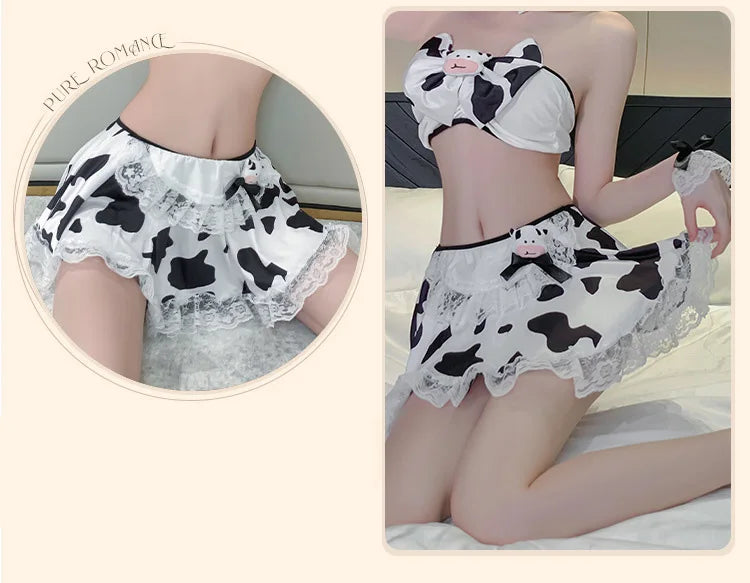 Lingerie dress Cow Uniform Temptation Shoulderless Chest Wrapping Sexy fetish lolita costumes sexy women's disguise xxx cosplay - Seprincess