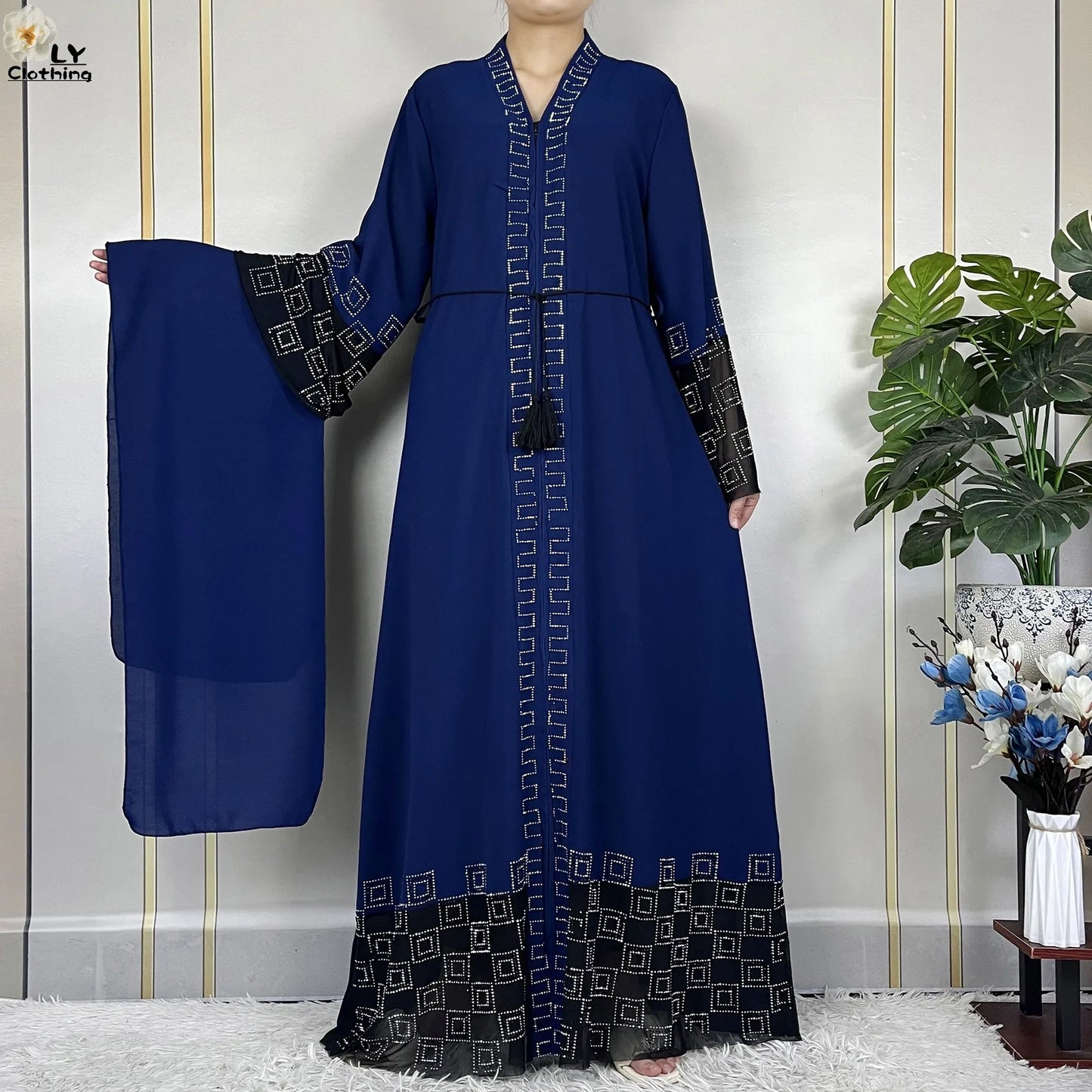 2024 For Women Elegant Dresses Dubai Party Outfits Long Sleeved Chiffon Dashiki Muslim Women Robe Open African Abaya Clothing - Seprincess