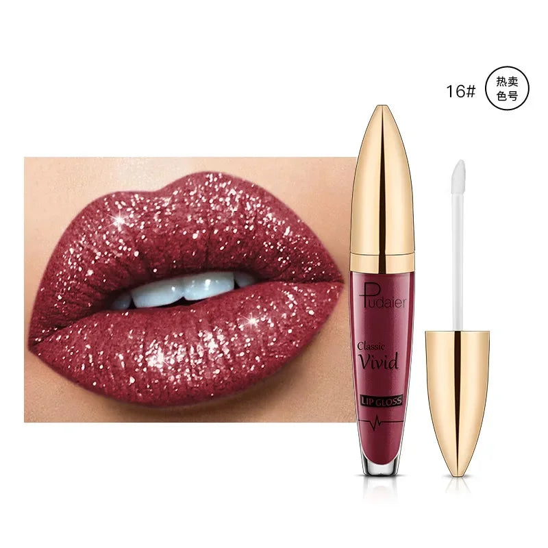 18 Colors Glitter Lip Gloss Waterproof Long Lasting Diamond Matte To Shimmer Metallic Liquid Lipstick Women Lips Makeup Cosmetic - Seprincess