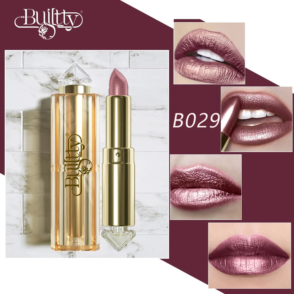 BUILTTY Korean Glitter Pearl Dropshiping Lipstick Matte Nude Color Long Lasting Waterproof Wholesale Price Red Pink Purple - Seprincess