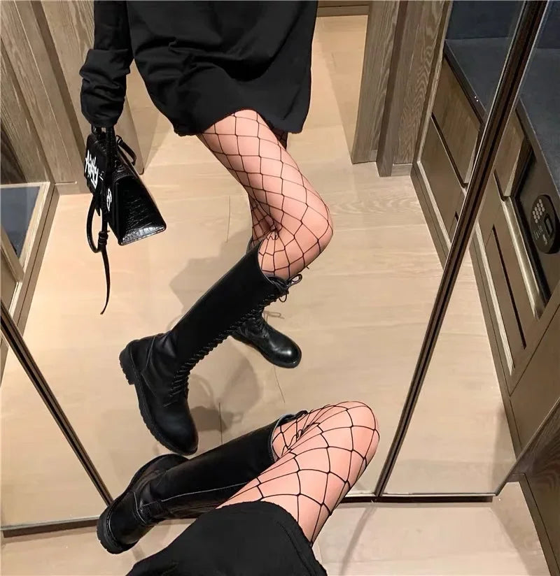 Women's Sexy Fishnet Stockings Fish Net Pantyhose Mesh Nylon Tights Lingerie Skin Thigh Long High Stocking Fishnet Hosiery