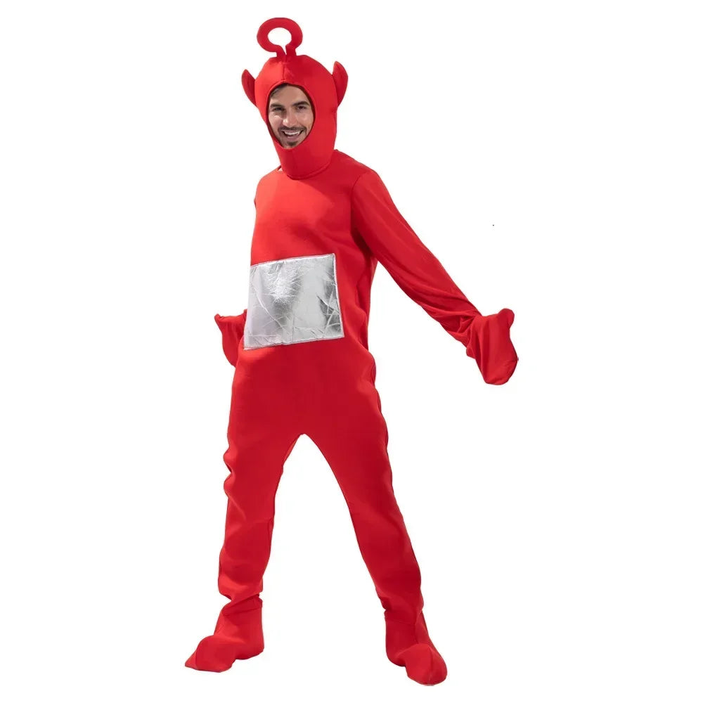 Cosplay Costume for Adult Jumpsuit Headgear Funny Tinky Winky Dipsy Laa-Laa Po Halloween Carnival Costume Clothes - Seprincess