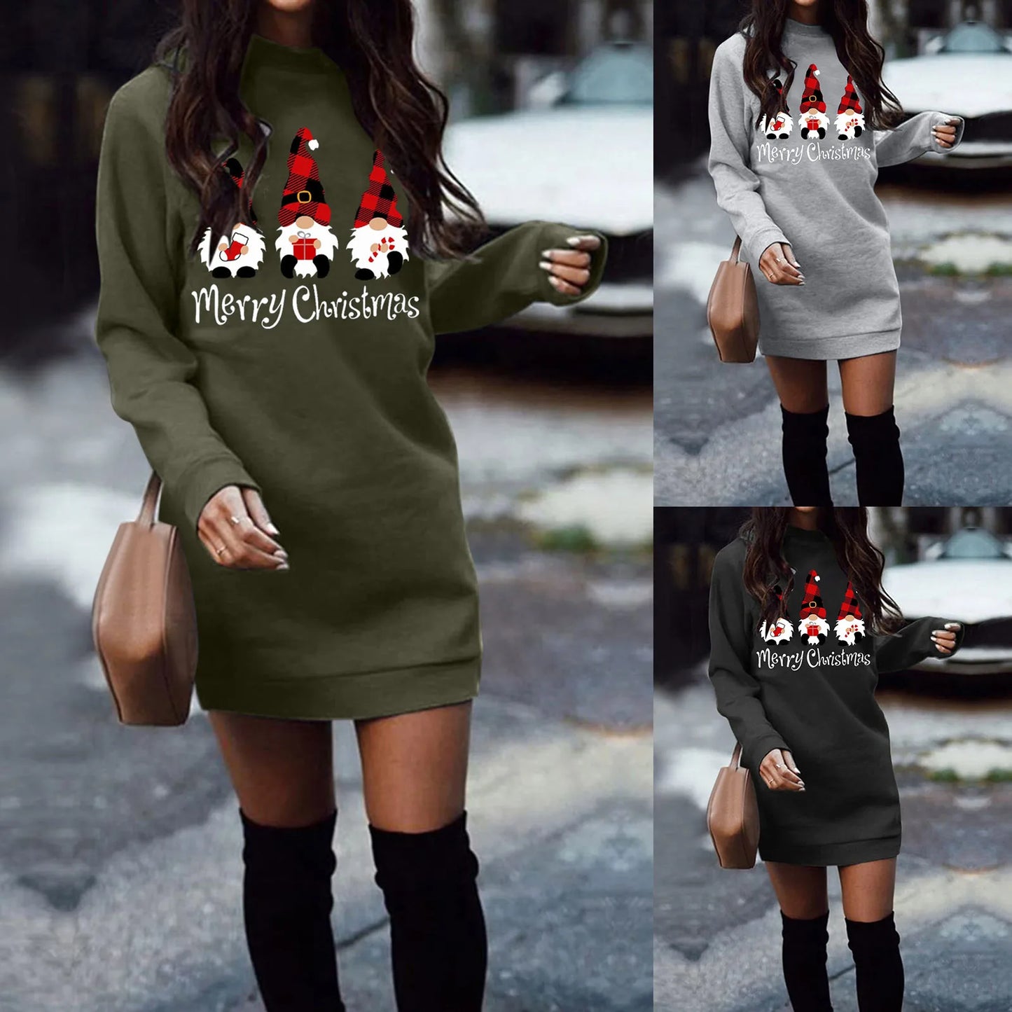 Streetwear Women Clothing Y2k Dress Winter Clothes Women Hoodies Pullover Christmas Casual Autumn Harajuku Sweatshirts Dress - Seprincess