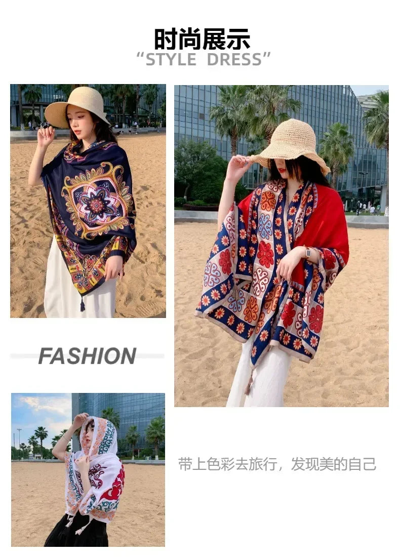 90x180cm Bikini Bathing Swimwear Cover Up Sarong Wrap Scarf Twill Cotton Pareo Beach Cover-Ups Women Large Beach Dress