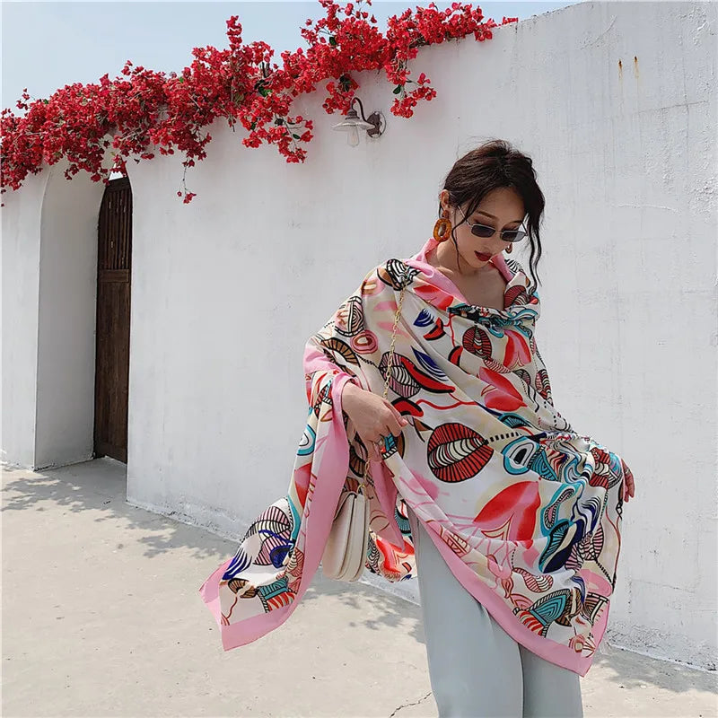 140x180cm Celebrity With The Same Cover-Ups Women Large Beach Dress Bikini Bathing Swimwear Sunburn Protection Sarong Wrap Scarf