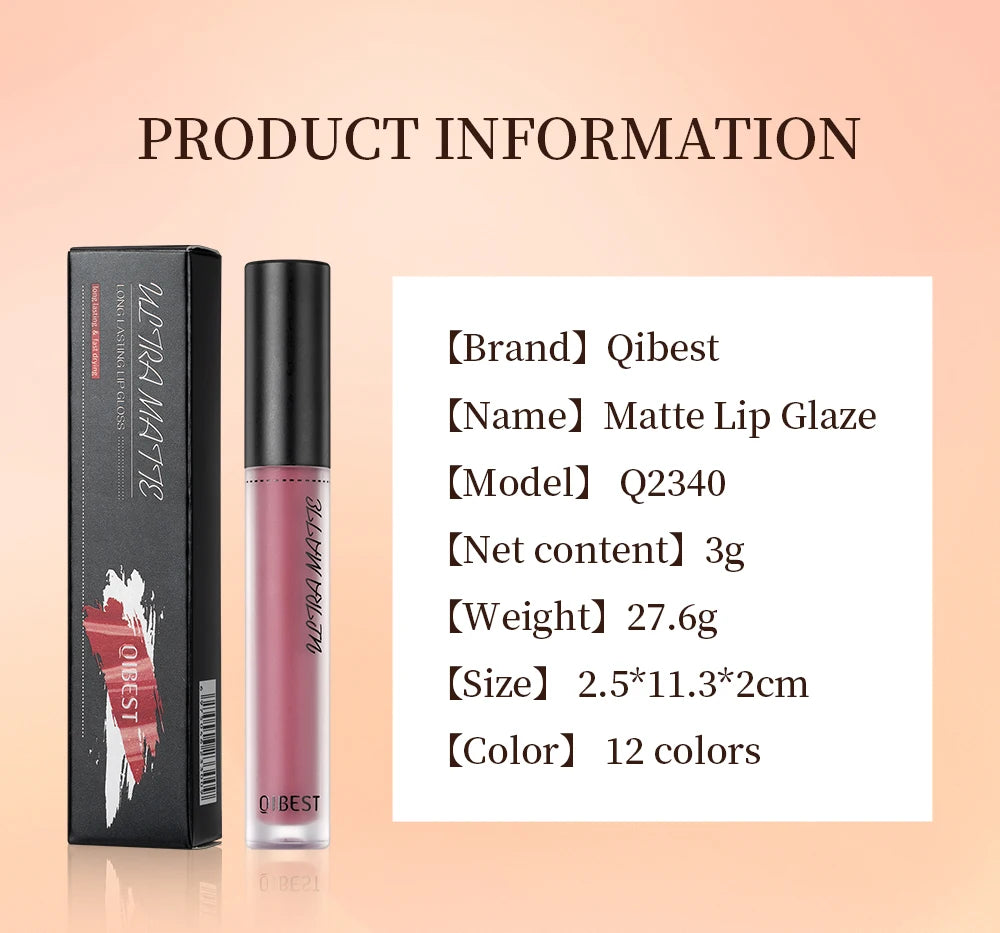 12 Color Matte Velvet Lipgloss Waterproof Long-lasting Liquid Lipstick Cosmetic Beauty Keep 24 Hours Long Lasting No Fade Makeup - Seprincess