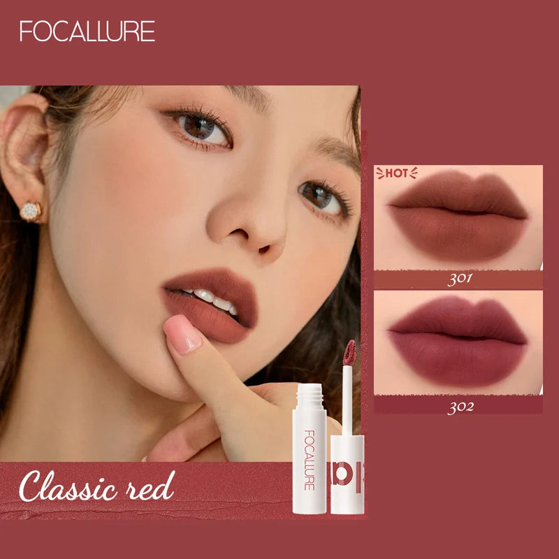 FOCALLURE Lipclay Velvet Liquid Lipstick Waterproof Matte Lipgloss Makeup Lip Color Batom Long Lasting Sexy Red Pink Lipsticks - Seprincess