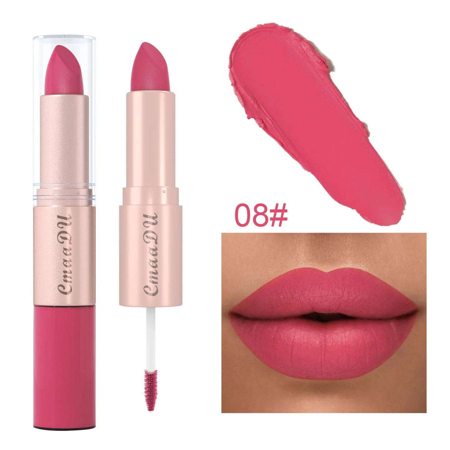 Double Ended Matte Lipstick Waterproof Nude Matte Velvet Glossy Lip Gloss Lip Balm Sexy Red Lip Tint Women Fashion Makeup Gift - Seprincess