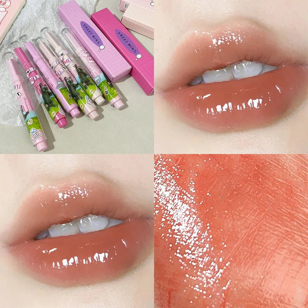 Moisturizing Jelly Mirror Lipstick Waterproof Lasting Clear Heart-shaped Solid Lip Gloss Pen Non-stick Cup Lips Tint Makeup - Seprincess