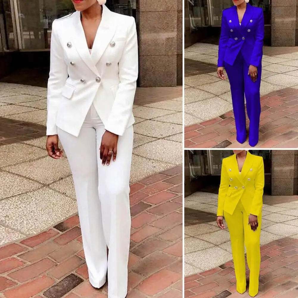 2022 Women's Elegant Casual Fashion 2 Piece Set Blazer + Pants Ladies Business Suits Office Wear Female Trouser Pant Suit - Seprincess