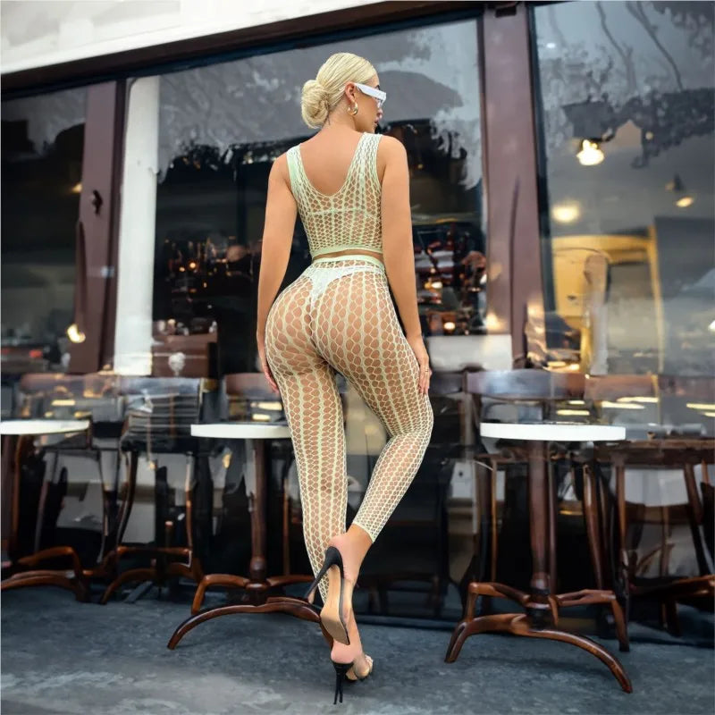 Bodysuit Hanging neck deep V hollow tight perspective sexy shoopy Sexy outfit sexy game train men tight Women's pajamas sexshop - Seprincess