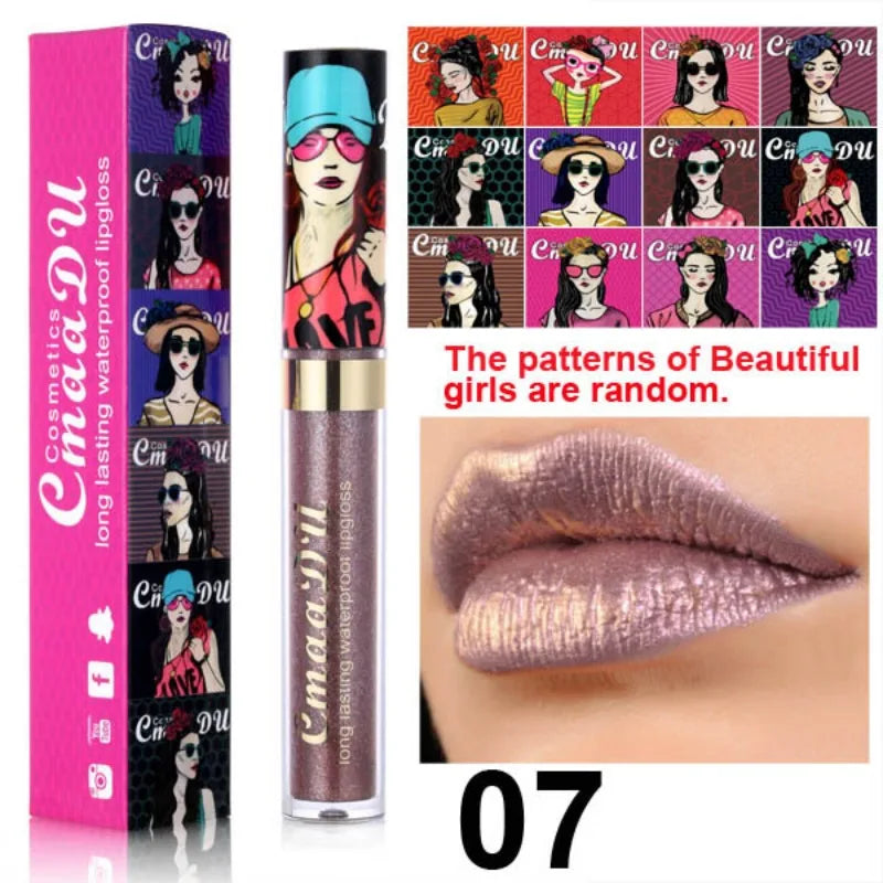 CmaaDu Glitter Lip Gloss Beauty Girl Diamond Shimmer Lip Tint Make Up Waterproof Long Lasting Gray Flash Liquid Lipstick Makeup - Seprincess