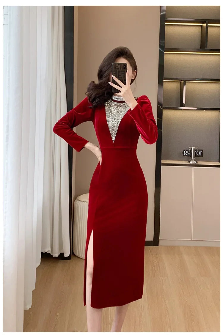 2024 Real-time Banquet Design Sensibility Heavy Embroidery Dress Yearly Hostess Warrior Gown New Year Dress