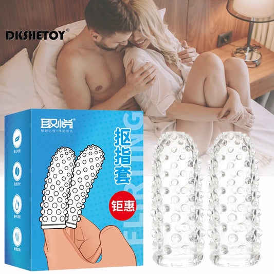 Finger Sleeve condoms G Spot Massage Adult Masturbation Sex Exotic Condom Particles Flirting Women Foreplay Anal Plug Sex Toys - Seprincess