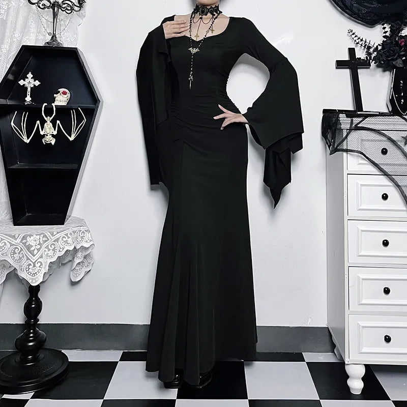 Women Morticia Addams Costume Dress with Rose Addams Family Halloween Costumes Pugsley Cosplay Costume - Seprincess