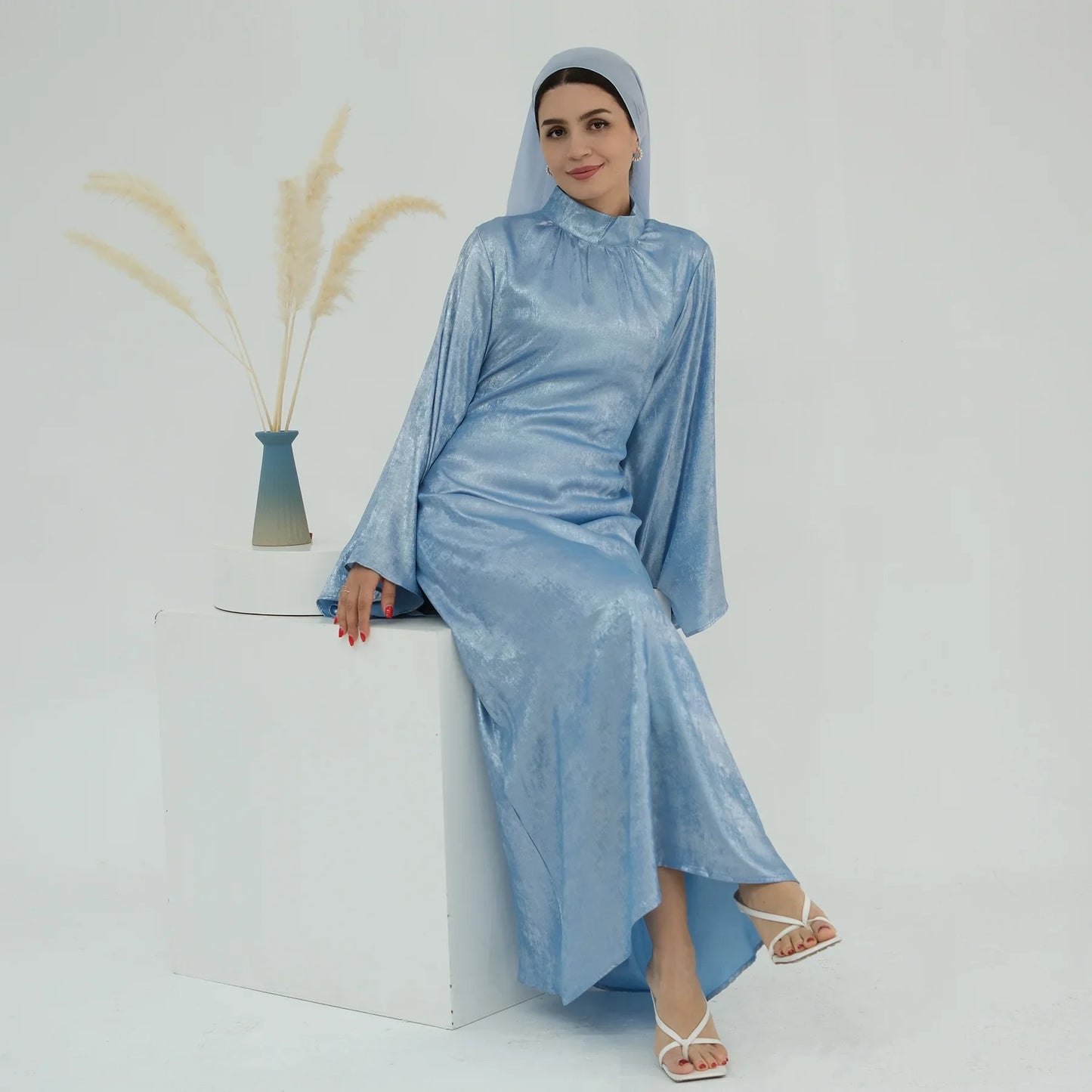 Butterfly Abaya Dress Elegant Belted Muslim Party Hijab Dresses Bronze Abayas for Women Dubai Turkey Islam Clothing Eid Kaftan