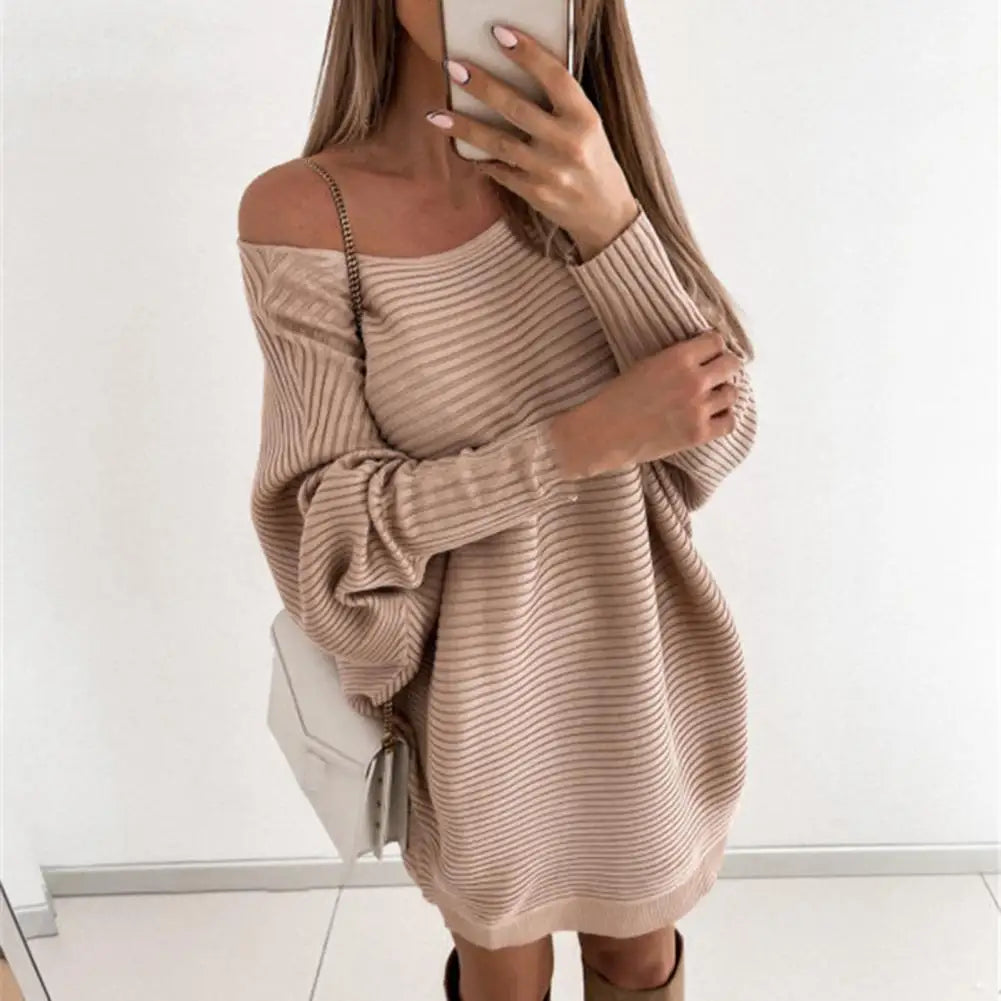 Chic Winter Dress Long Sleeves Keep Warm Above Knee Solid Color Fall Mini Dress - Seprincess