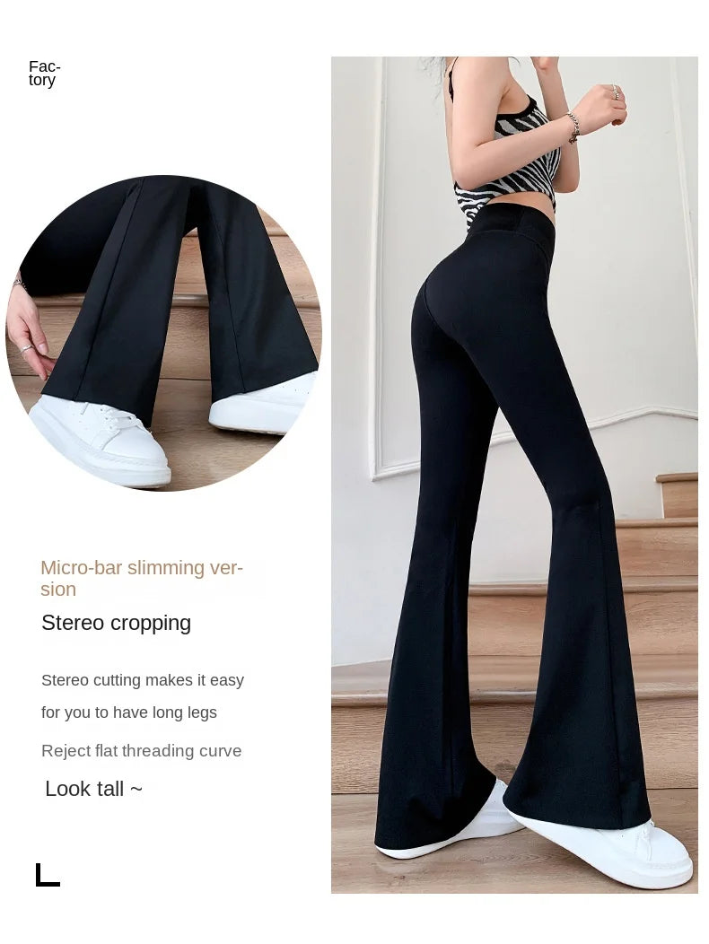 Women Flare Pants Slim High Waist Solid Sexy Shark Flare Pants Fashion Casual Streetwear Elastic Butt Lift Skinny Leggings