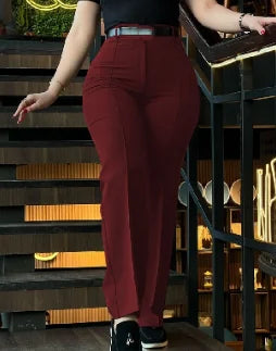 Ogilvy Mather Solid Elegant Female Lady Women's Legs Pants Palazzo Flared Wide Killer High Waist OL Ladies Career Long Trousers