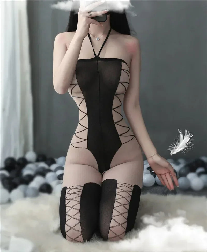 Multiple Sexy Erotic Lingerie on Sale for Clearance Women Hot Porno Costumes Fishnet Open Crotch Mesh Sleepwear Bodysuit