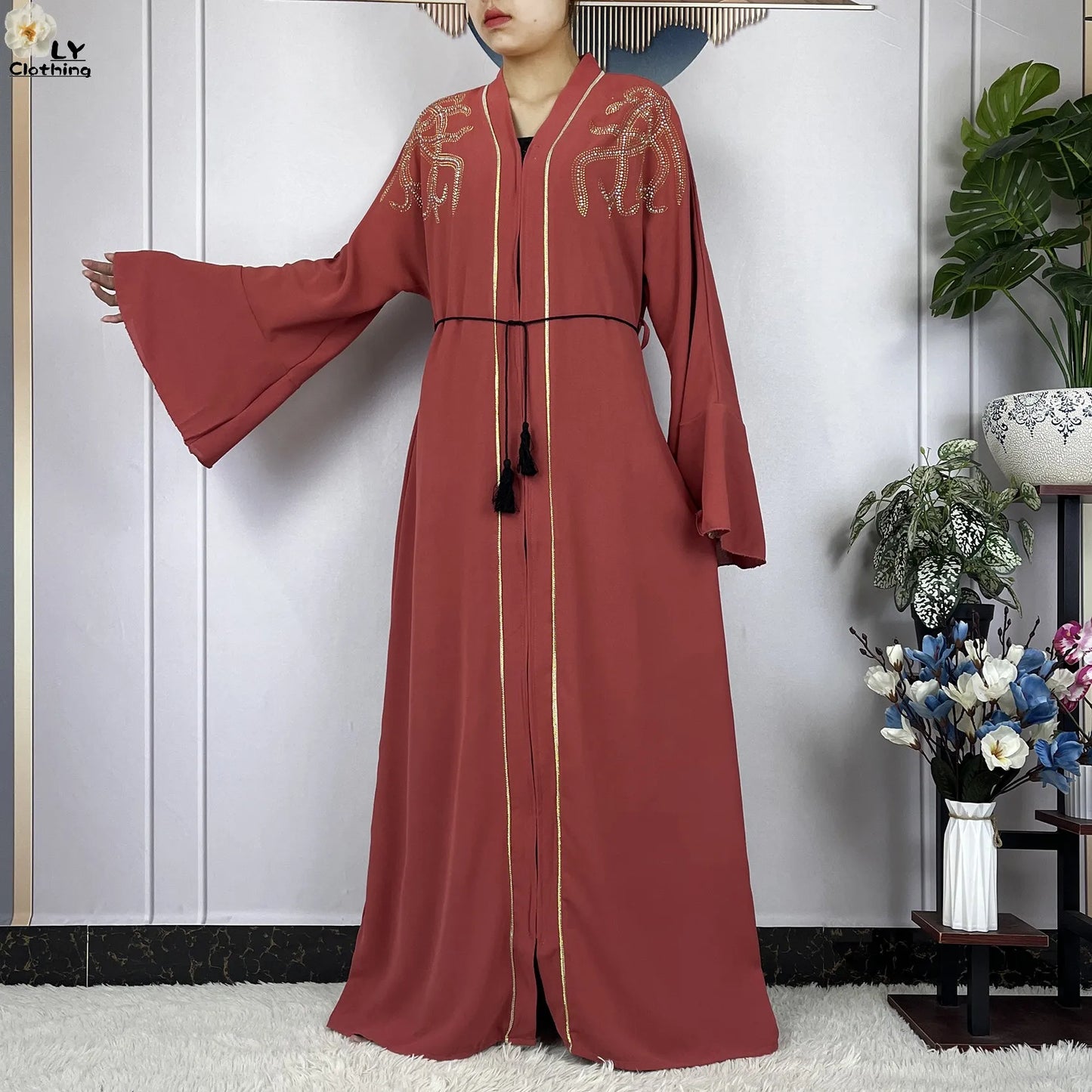 2024 For Women Elegant Dresses Dubai Party Outfits Long Sleeved Chiffon Dashiki Muslim Women Robe Open African Abaya Clothing