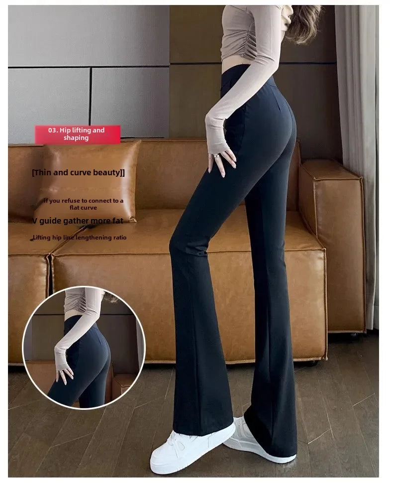 High-waisted Bell-bottom Pants Women's Spring/autumn New Arrival 2024 Petite Summer Thin Style Black Micro-flared Suit Pants