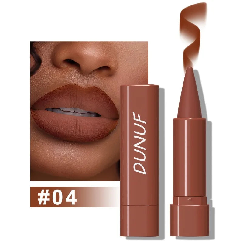 DUNUF Not-Fading Long Lasting Waterproof Velvet Matte Lipstick Lip Liner Makeup Sexy Non-stick Cup Lip stick Lipliner Cosmetics - Seprincess