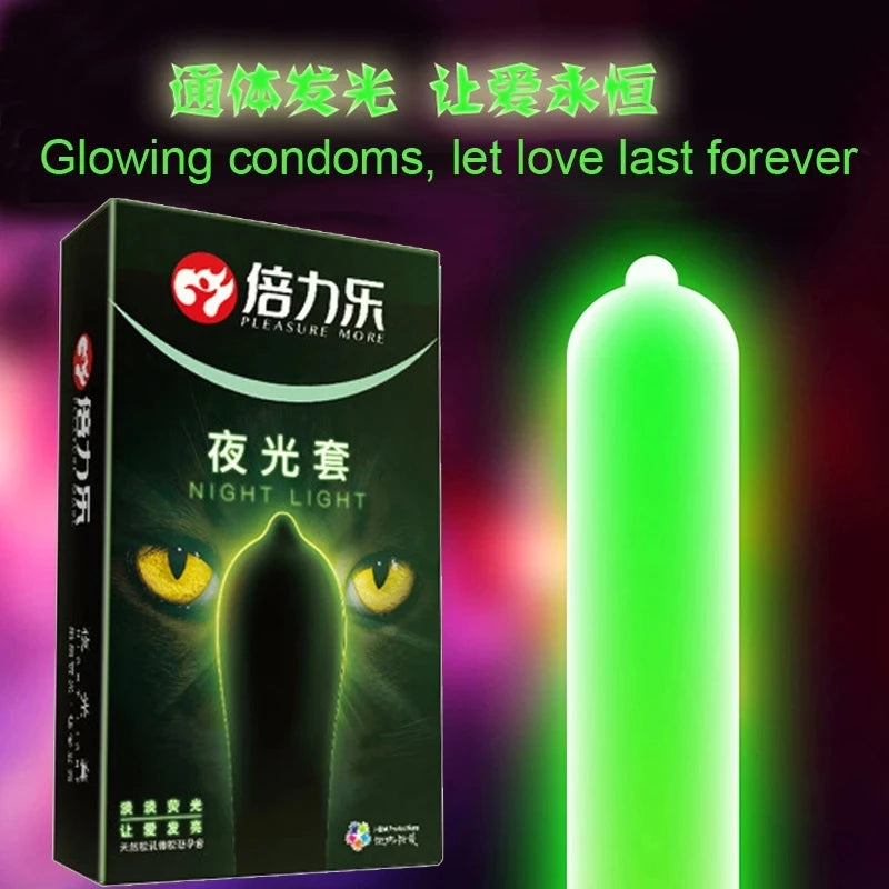 Luminous Condoms The Dark Long Sex Toys For Men Ejaculation Delay Safer Fluorescent Pleasure More Night Light Condom Sex Product - Seprincess