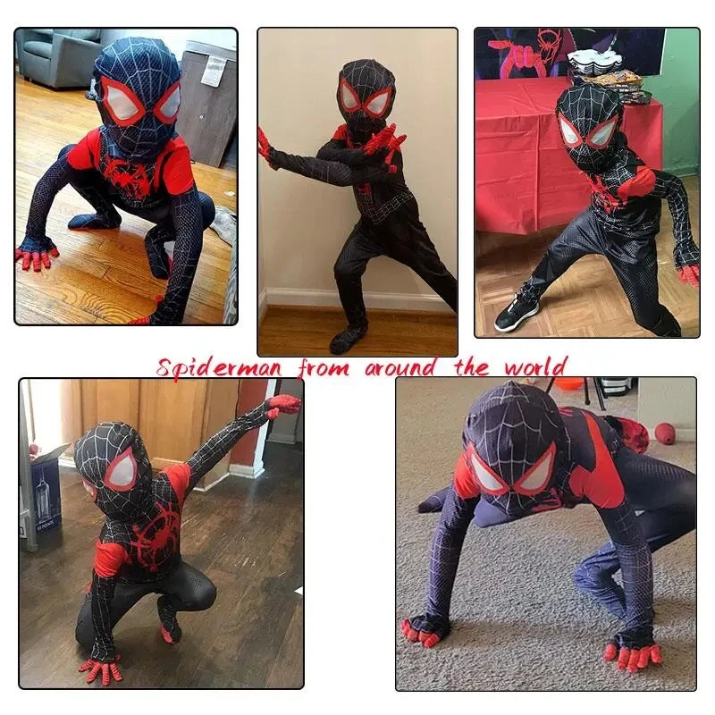 Child Spiderman Costume Peter Parker Bodysuit Halloween Boys Girls Play Movie Fan Cosplay Fantasy - Seprincess