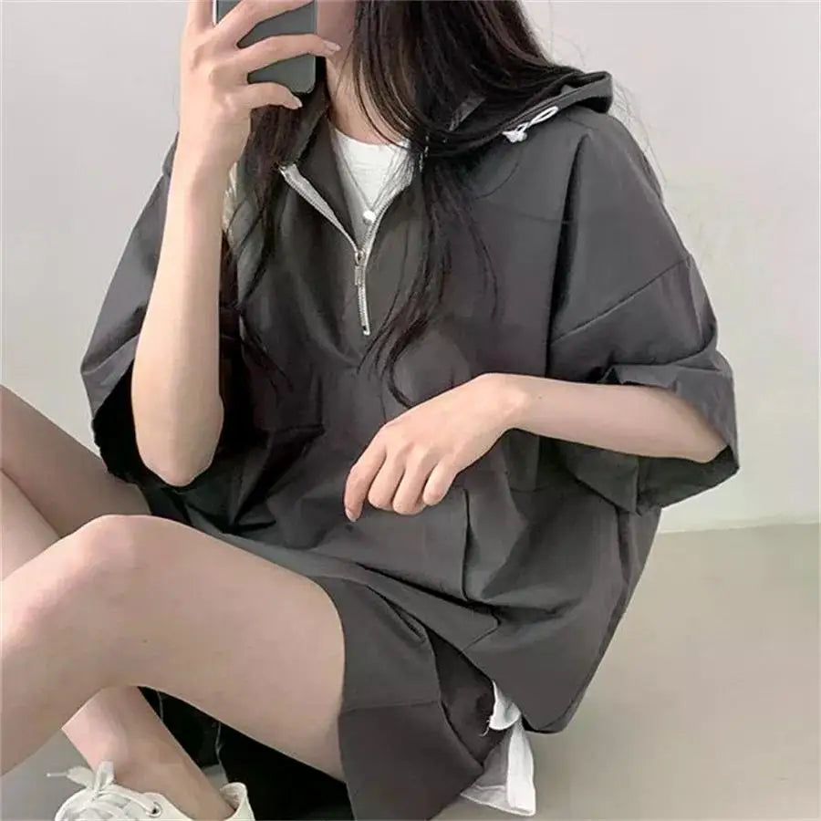 Sets for Women 2 Pieces Sweat Suit Summer Shorts T-shirt Hooded Loose Sports Tracksuit  Training Bottom Suit Korean Style 2024 - Seprincess