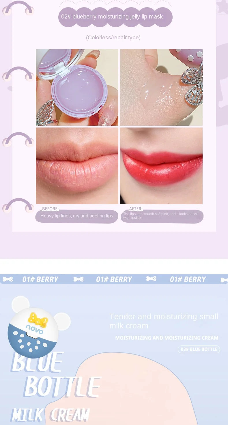 NOVO Cute Lip Balm Hydrating Moisturizing Lipstick Long-lasting Natural Plant Anti-Cracking Lip Care Petroleum Jelly Lip Gloss - Seprincess