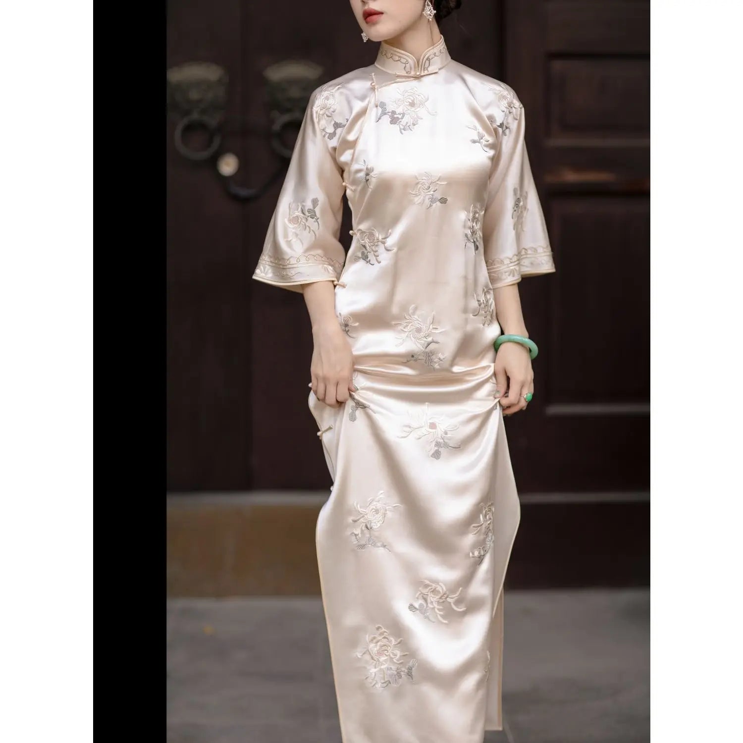 2024 vintage embroidery daily improved traditional qipao chinese style elegant gentle temperament dress classical silk cheongsam - Seprincess